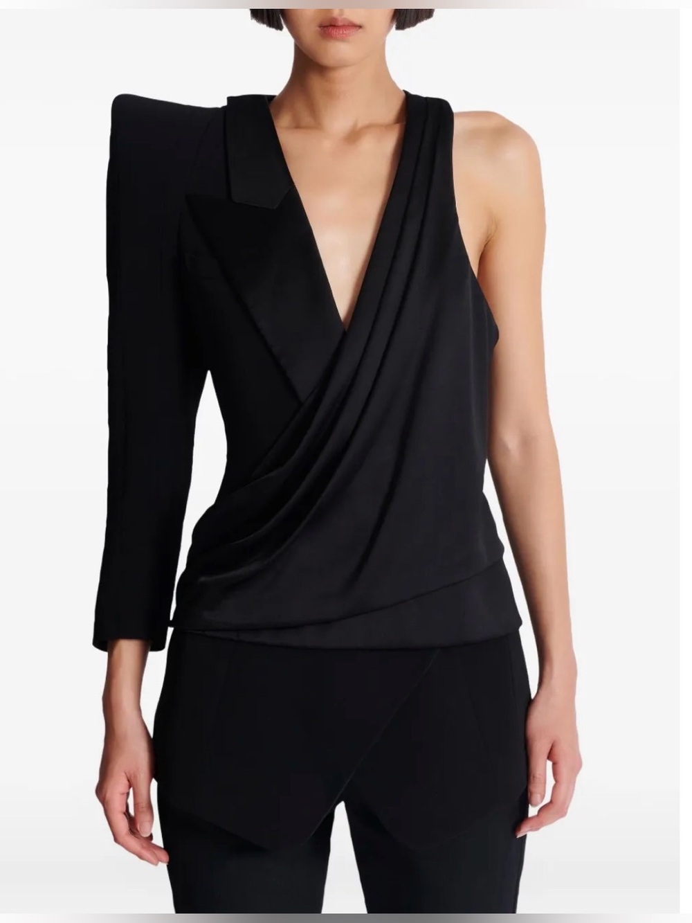 Balmain Black Asymmetric One-Sleeve Top/Jacket NWT 36